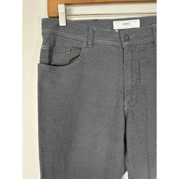 Brax Cooper Fancy Regular 33/30 Gray Black Diamond Comfort Chino Office Casual - Picture 2 of 9